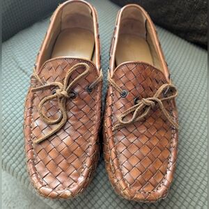 Trask Riddick Moccasins in tan buffalo calfskin leather